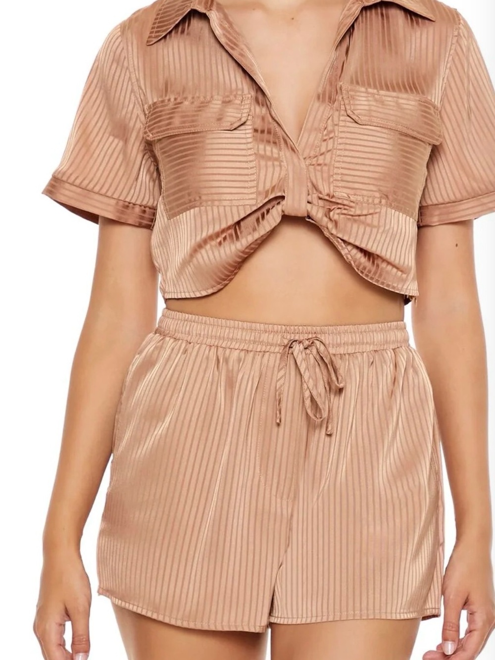 Forever 21 Satin Crop Top & Shorts